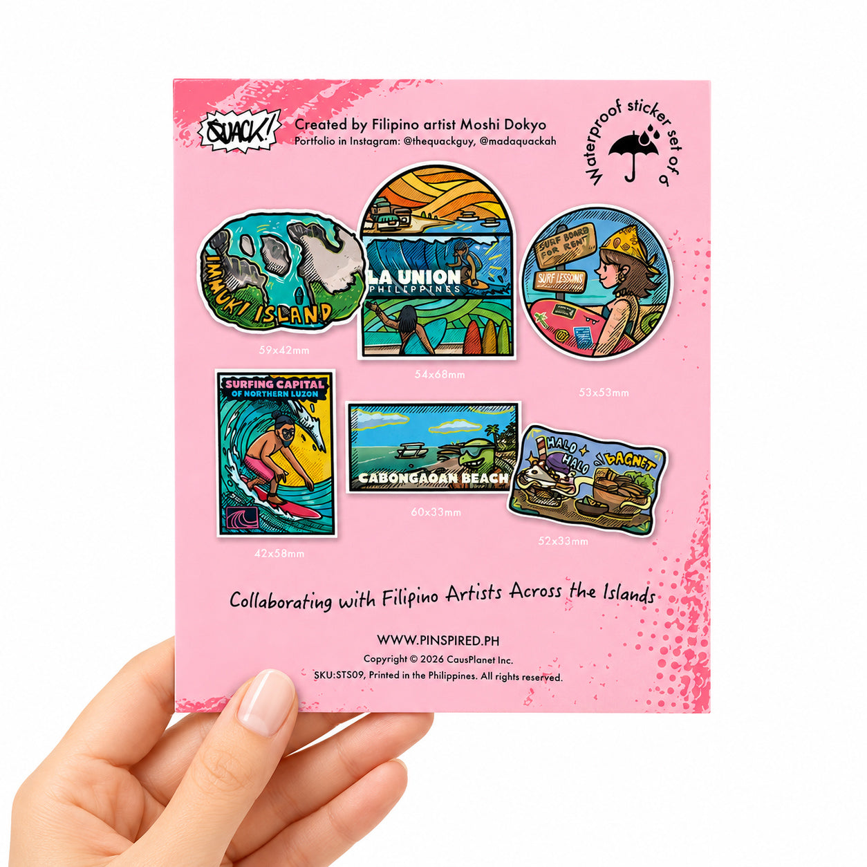 Surf, Surfing, Surfing Capital of Northern Luzon, North, Cabongaoan Beach, Immuki Is, Filipino, cute, illustration, art, artsy, souvenir, Islands, island vibes, stick, sticker pack, creative, gift, gift idea, Philippines, waterproof, colorful, Luzon, Southern Luzon, tourist, touristic, Halo Halo, package