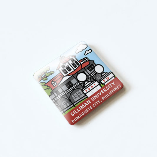 Filipino souvenirs, Dumaguete gifts, art magnets, collectible fridge magnets, local Filipino art, Kat Banay, Dumaguete City, Watercolor, Illustration, artist, Negros Oriental, Pinspired Art Souvenirs, cute, souvenir, gift, travel, tour, tourist, line art, Silliman University, SU Portals, The Main Hall