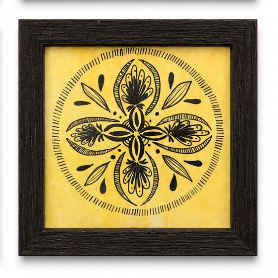 Original artwork, Dumaguete City, Negros Oriental, Philippines, Filipino artist Madeline Roxane, ink art, watercolor, mixed media, framed mini artwork, authentic, wall decor, gift, mandala art, intricate patterns, floral mandala, botanical art, leaves, flowers, nature-inspired art, geometric patterns, orange, green, aqua, yellow, hand-drawn artwork, creative, decorative art, tourist, Pinspired Art Gallery, MICRA Art Show.