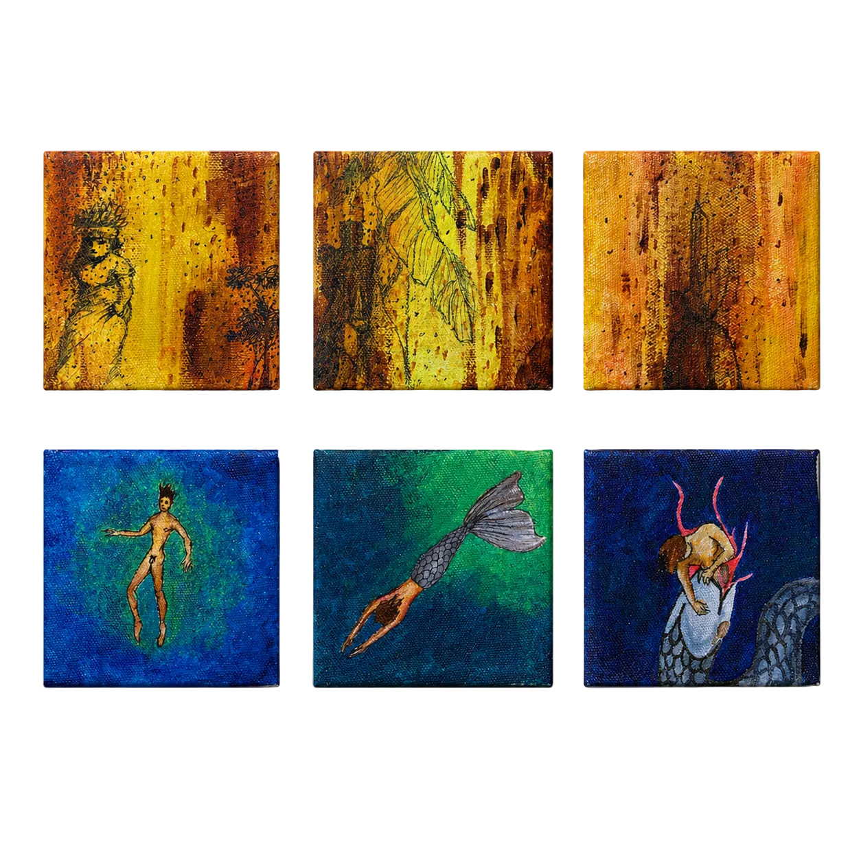 Original artwork, Dumaguete City, Negros Oriental, Philippines, Filipino artist Jude Does Art, acrylic, canvas, mini artwork, authentic, wall decor, gift, tropical art, nature art, ocean art, underwater world, deep sea, human figure, mermaid, sea creature, mythical creature, marine life, sea exploration, fantasy art, mystery, creative, tourist, Pinspired Art Gallery, MICRA Art Show.