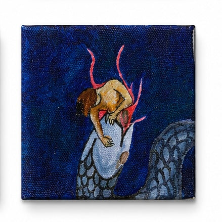 Original artwork, Dumaguete City, Negros Oriental, Philippines, Filipino artist Jude Does Art, acrylic, canvas, mini artwork, authentic, wall decor, gift, tropical art, nature art, ocean art, underwater world, deep sea, human figure, mermaid, sea creature, mythical creature, marine life, sea exploration, fantasy art, mystery, creative, tourist, Pinspired Art Gallery, MICRA Art Show.