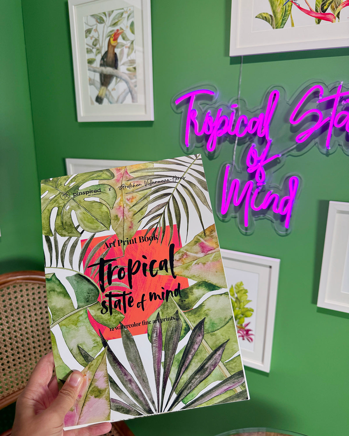 Gretchen Nadine Villanueva-Heras, GretchensWater, Dumaguete city, Bais, artist, Filipino, watercolor, palms, natural art, nature, tropical, Tropical State of Mind, Pinspired Art Souvenirs, Bais City, decor, wall decor, alm leafs, frame, limited,  gift idea, Pinspired Art Gallery