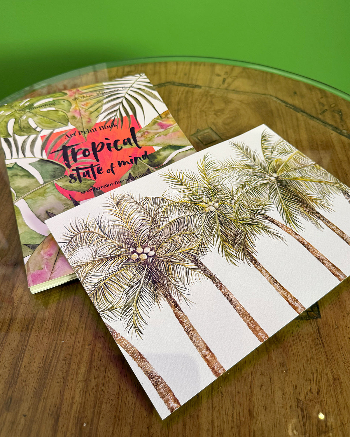 Gretchen Nadine Villanueva-Heras, GretchensWater, Dumaguete city, Bais, artist, Filipino, watercolor, palms, natural art, nature, tropical, Tropical State of Mind, Pinspired Art Souvenirs, Bais City, decor, wall decor, alm leafs, frame, limited,  gift idea, Pinspired Art Gallery