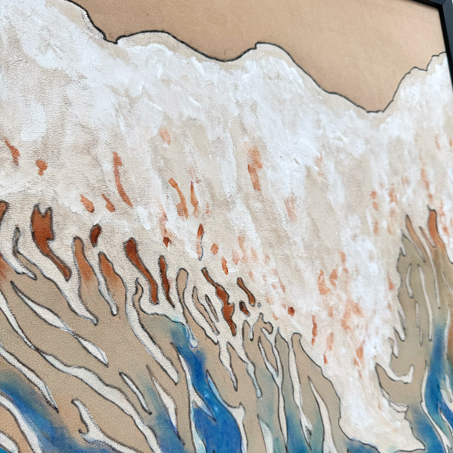dagat, ocean, beach, art, artwork, original, collector, collectible, fabric, Florenz Dionisio, Pinspired Art Gallery, beautiful, waves, interior design, Dumaguete, Dumaguete art scene, Philippines, Filipino artist, buy Filipino artwork, close up