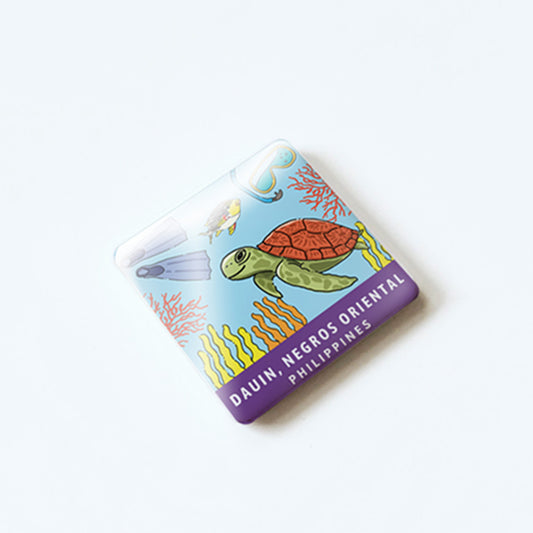 Filipino souvenirs, Dumaguete gifts, art magnets, collectible fridge magnets, local Filipino art, Kat Banay, Dumaguete City, Watercolor, Illustration, artist, Negros Oriental, Pinspired Art Souvenirs, cute, souvenir, gift, travel, tour, tourist, line art, Dauin, Green Sea Turtle, Diving, Dive, Diver