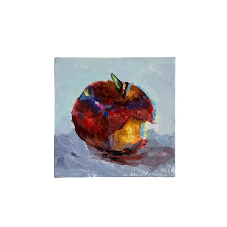 Dumaguete art, Original Artworks, micra, size 4x4, small artworks, gift, souvenir, small, apple, nature, red, gray, wall art, 2026, Gouache on canvas, square, 