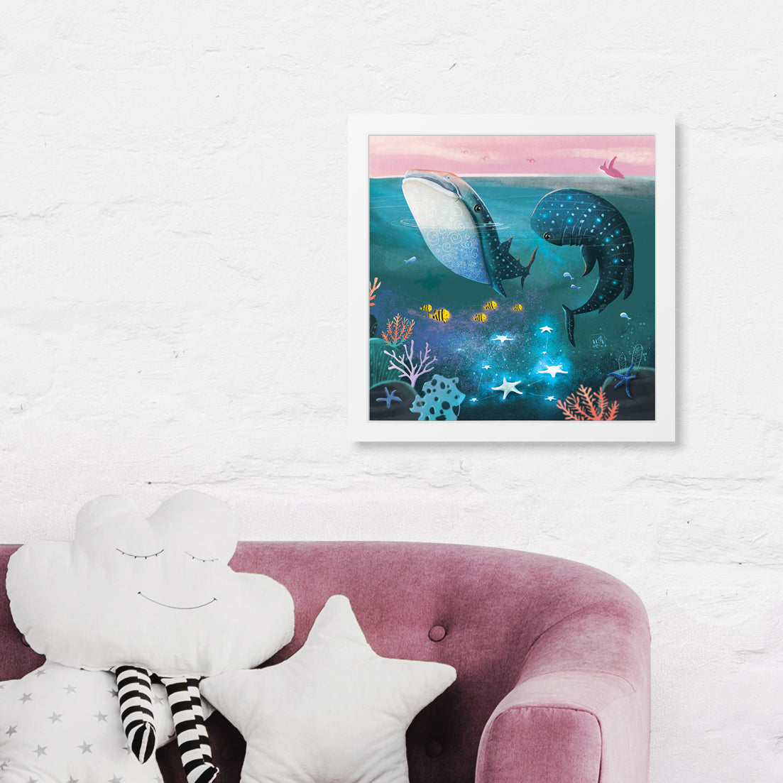 dreamy sea whale shark underwater wall decor bedroom style framed gift philippines