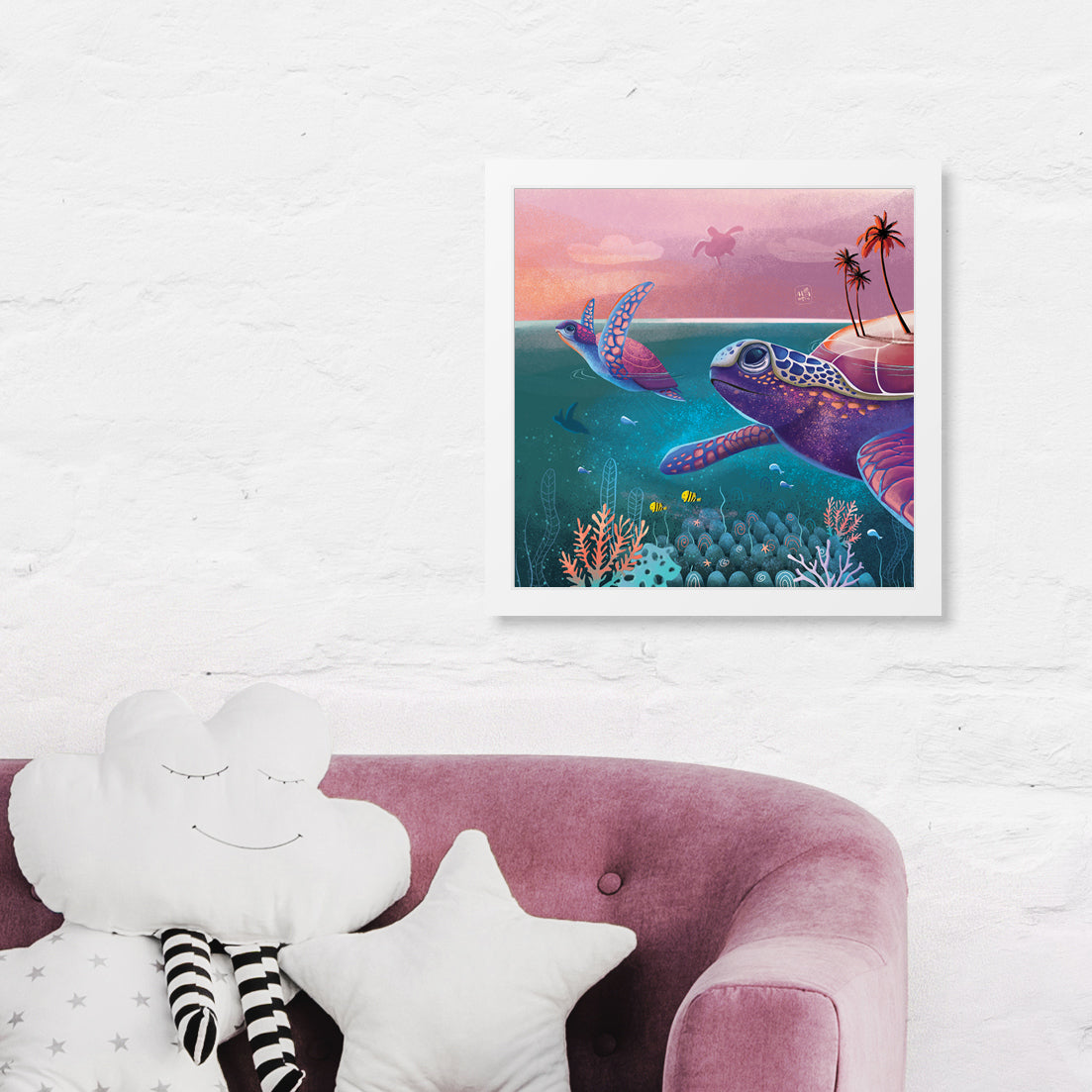 dreamy sea green turtle island tropical vibe wall decor bedroom style framed gift philippines