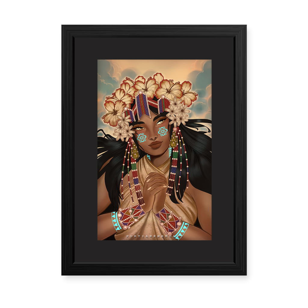 Dumaguete city art scene artist digital copy limited artwork girl woman beautiful wall decor home office gift idea traditional visayan binisaya vintage color framed