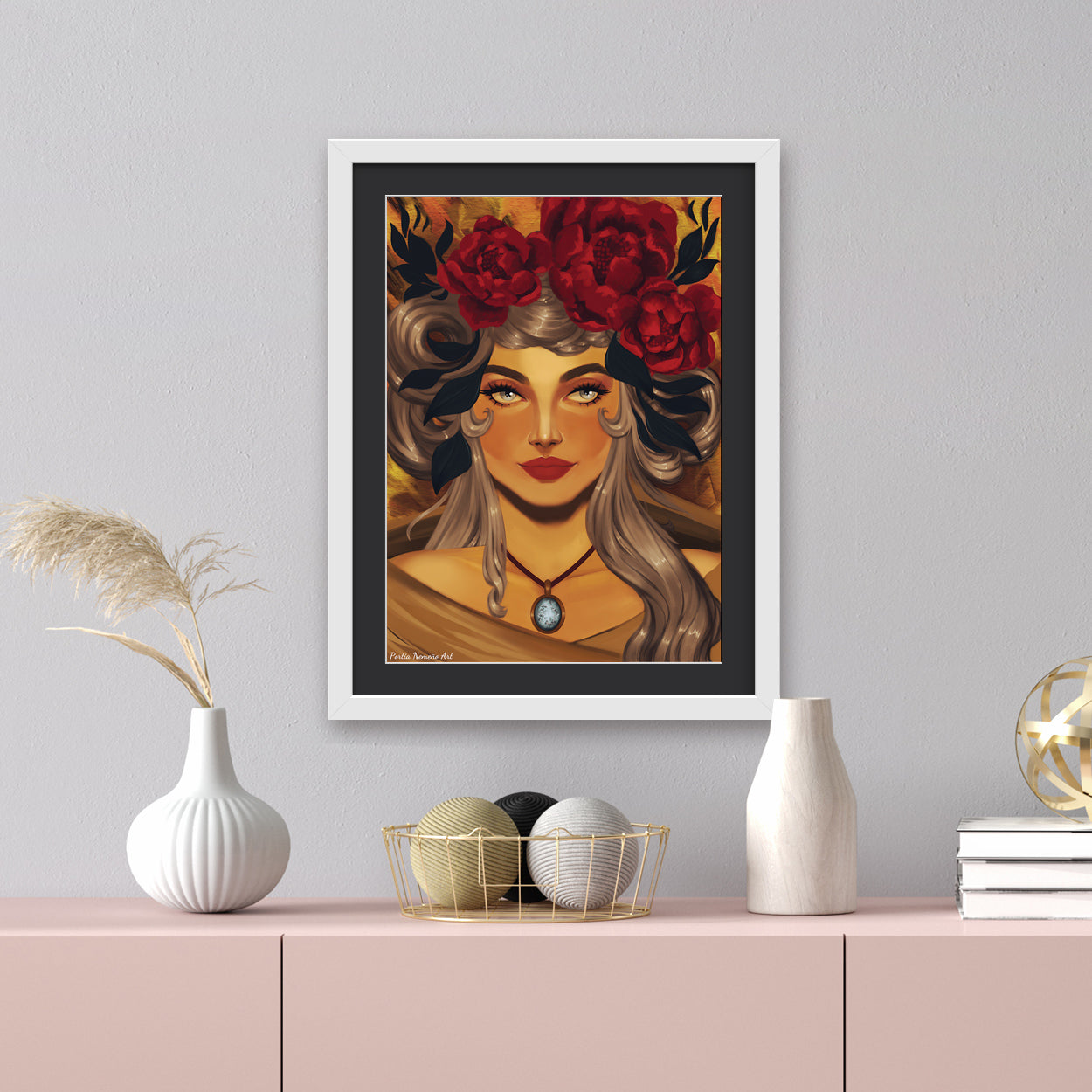 Beautiful woman flowers limited art print wall decoration gift ideas Filipino Philippines Dumaguete digital creative warm living room decoration