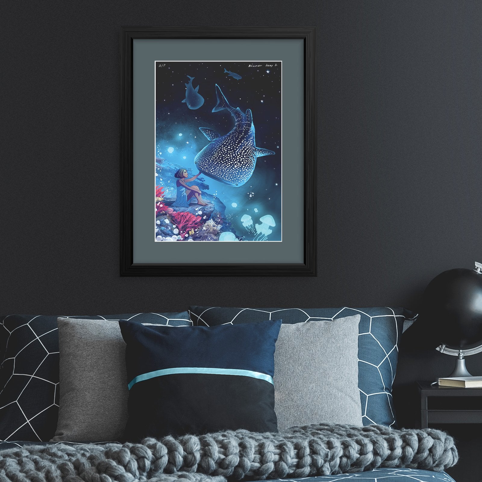 pinoy whale shark underwater magic star sky sea bedroom decor wall poster