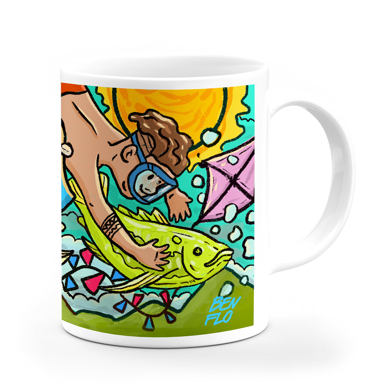 cup coffee scuba diver gift idea freediver snorkeling Apo island Dauin travel tourist underwater mug Dumaguete city Negros Oriental souvenir art designer collectible