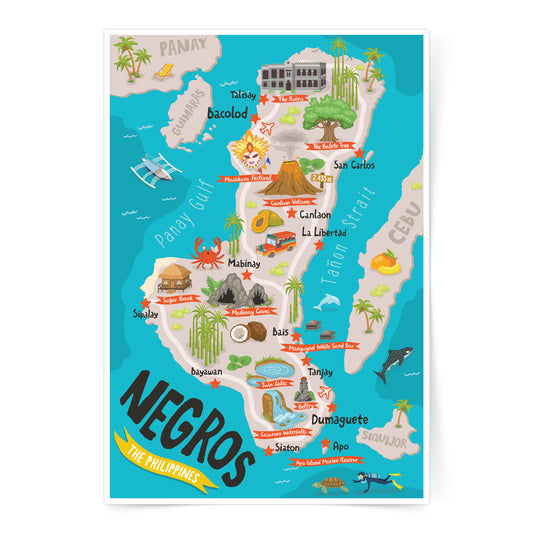 pinoy art wall decor digital download poster negros oriental occidental Dumaguete Bacolod tourist travel gift kids activity children's room home colourful tourist attractions animals  