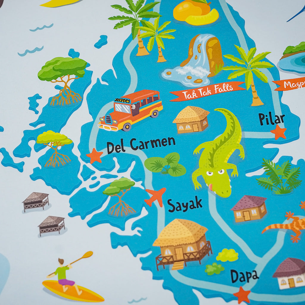 art travel poster siargao island map philippines