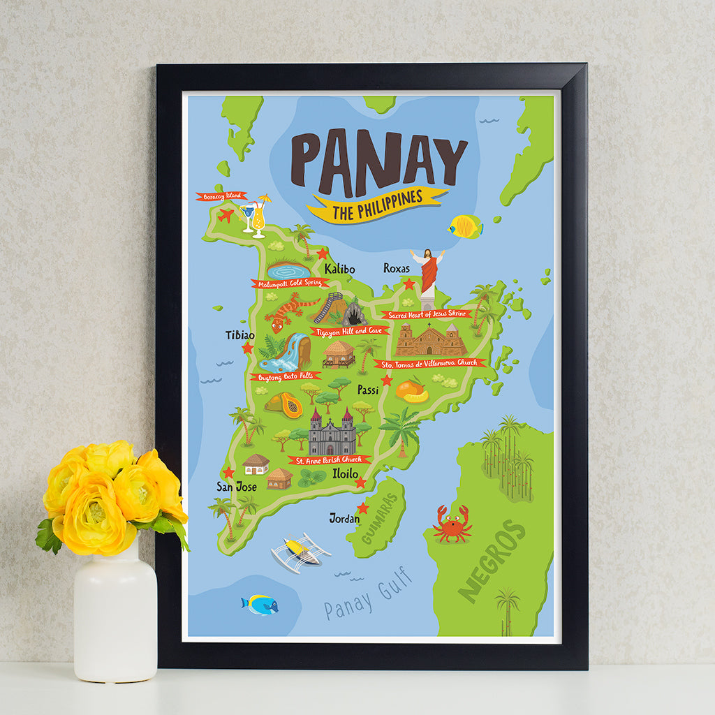 art travel poster panay island map philippines
