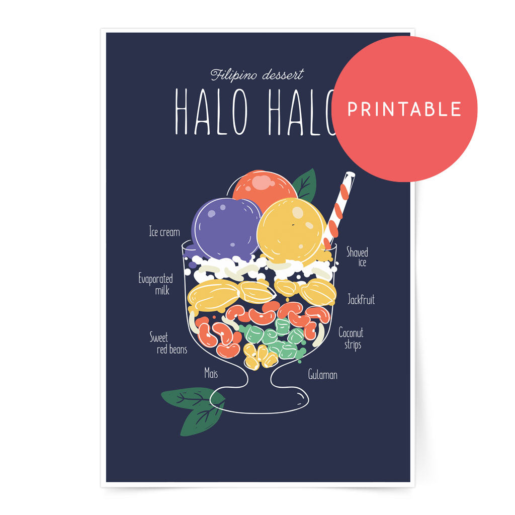 halo-halo filipino sweet poster wall decor art digital print ice cream