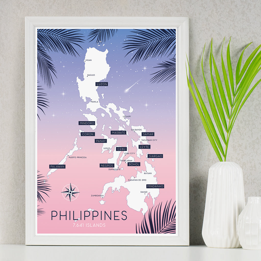 art travel poster island map philippines 