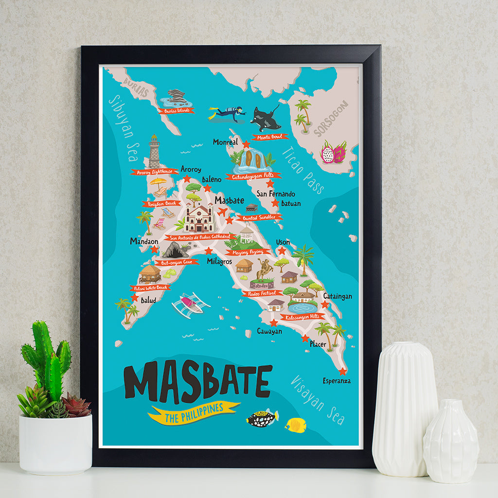 Visayas Region Philippines filipino pinoy art wall decor decoration home office kids children's room activity colourful animals diving spots Mandaon Milagros art illustration artist Dumaguete shop online diver diving spots frame framing framed