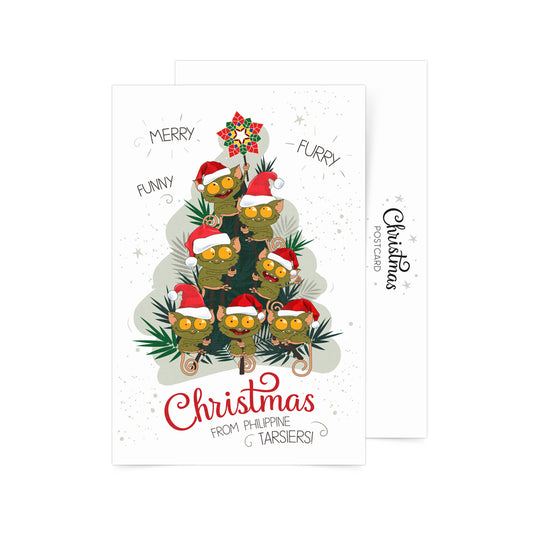 Merry Furry Funny Christmas Tree Postcard
