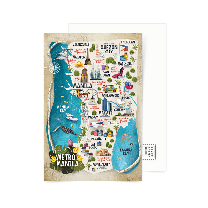 Metro Manila Map Postcard – Pinspired Art Souvenirs