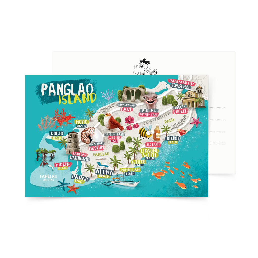art snailmail panglao island map philippines bohol tourist spot card pinoy