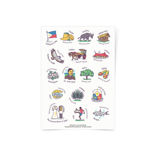 philippine flag, pinoy, art, lechon, bahay kubo, kalesa, sipa, carabao, narra, anahaw, sampaguita, bakya, bangus, pearl, local