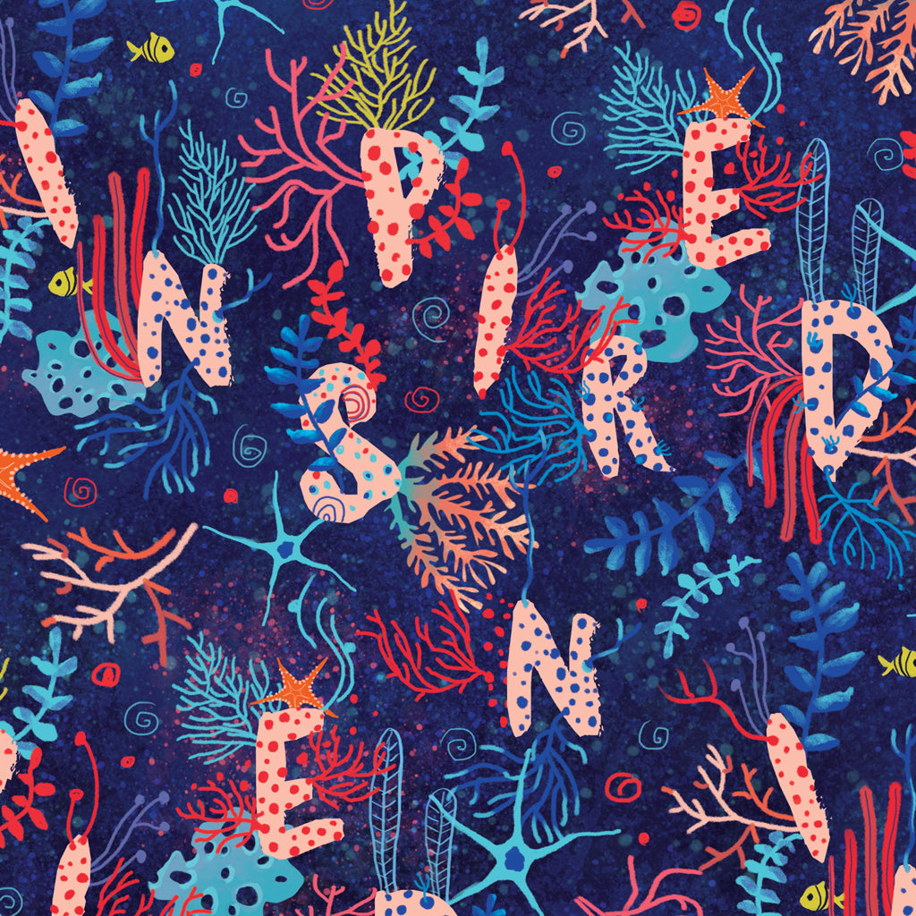 print DIY digital pattern gift wrapping sea life ocean coral star underwater idea craft background art 