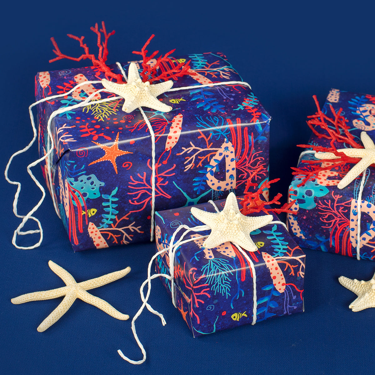 print DIY digital pattern gift wrapping sea life ocean coral star underwater idea craft background art 