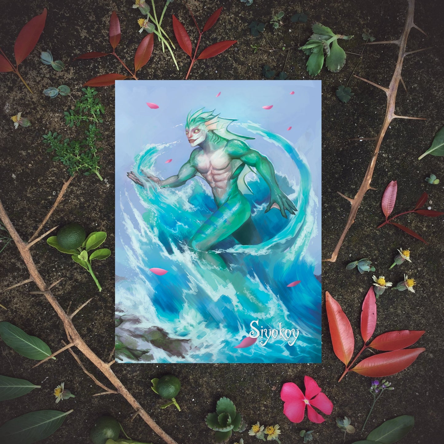 Philippine mythology mythical creature supernatural pinoy legend art fantasy myth spirit collectible mail postcrossing underwater aquatic Syokoy Bantay Tubig