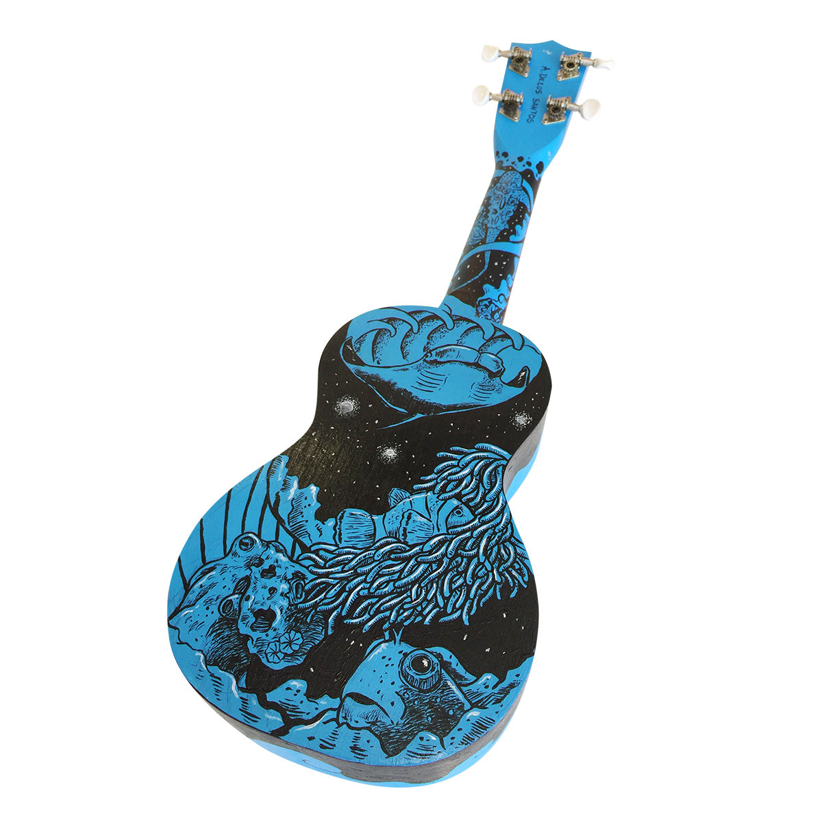 Dumaguete city Cebu crafted guitar ukulele art artwork Angelo Delos Santos Philippines artist Blue Ocean Coral Reef