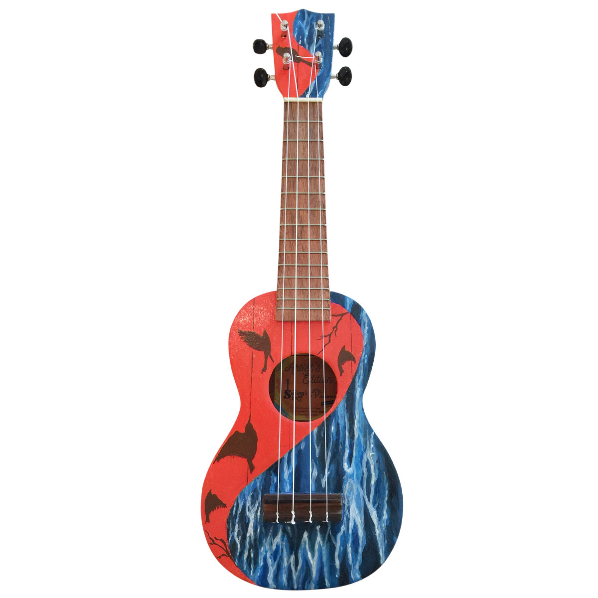 Singing Waves Hand Drawn Ukulele by Kevin